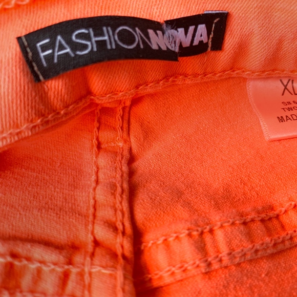 Fashion Nova Neon On Edge Distressed Denim Shorts - Picture 5 of 8